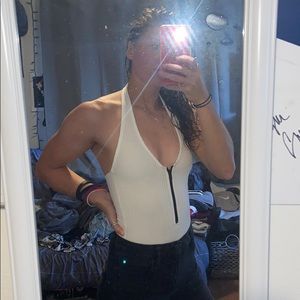 Forever 21 White Ribbed Body Suit